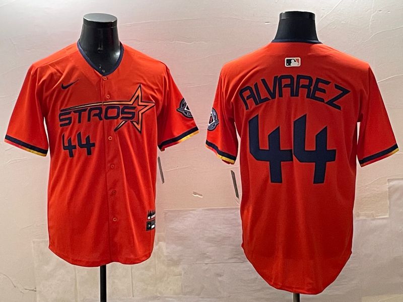 Men Houston Astros #44 Alvarez Orange Three generations Joint Name 2025 Nike MLB Jersey style 9